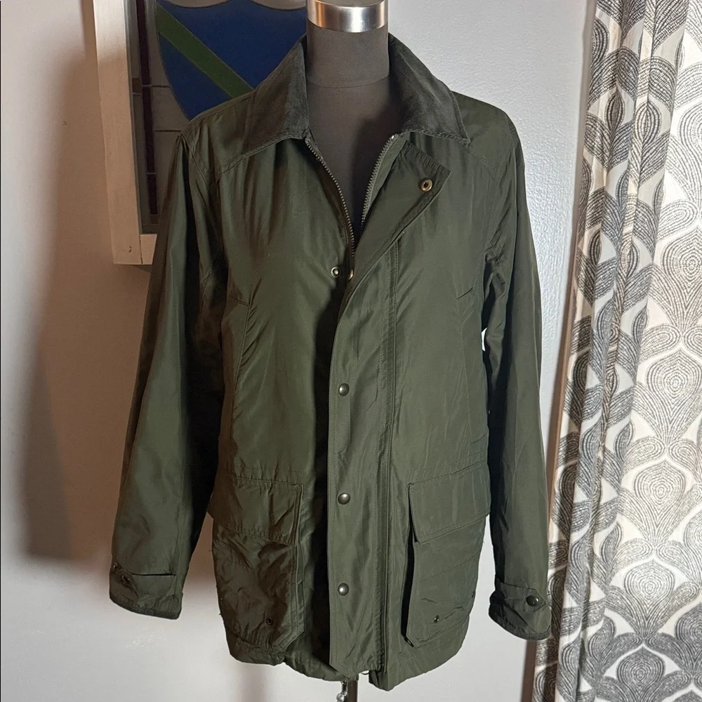 J Crew Olive Green Chore Coat Corduroy Collar SZ S